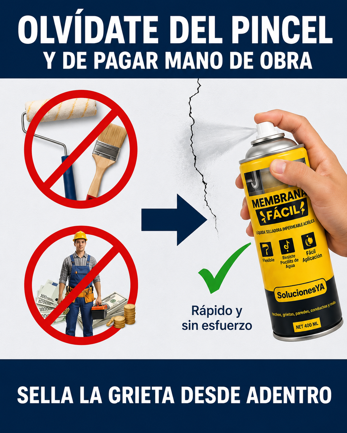 Spray sellador impermeable. ¡Adiós a las goteras y grietas!